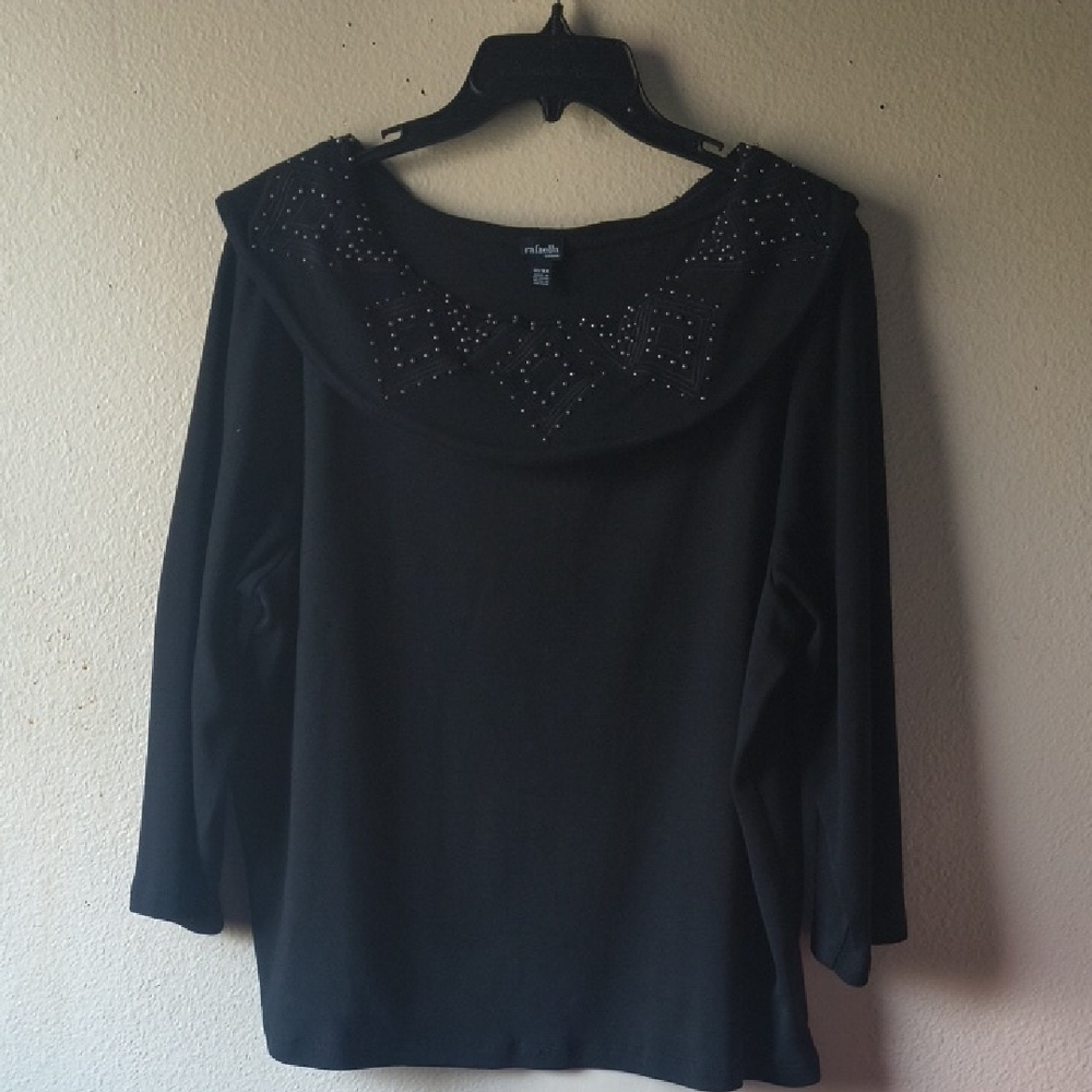 Rafaella Black Top with Beaded Detail